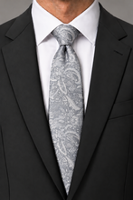 Ted Stanford White Silver Aries Floral Paisley Necktie