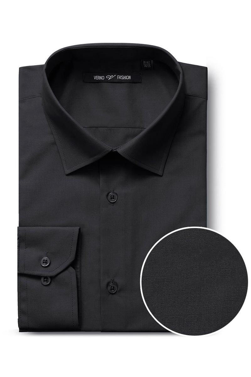 Verno Fashion "Icon" Black Laydown Cotton Blend Dress Shirt