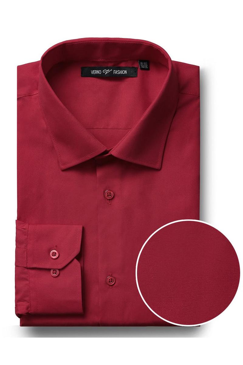 Verno Fashion "Icon" Brick Red Laydown Cotton Blend Dress Shirt