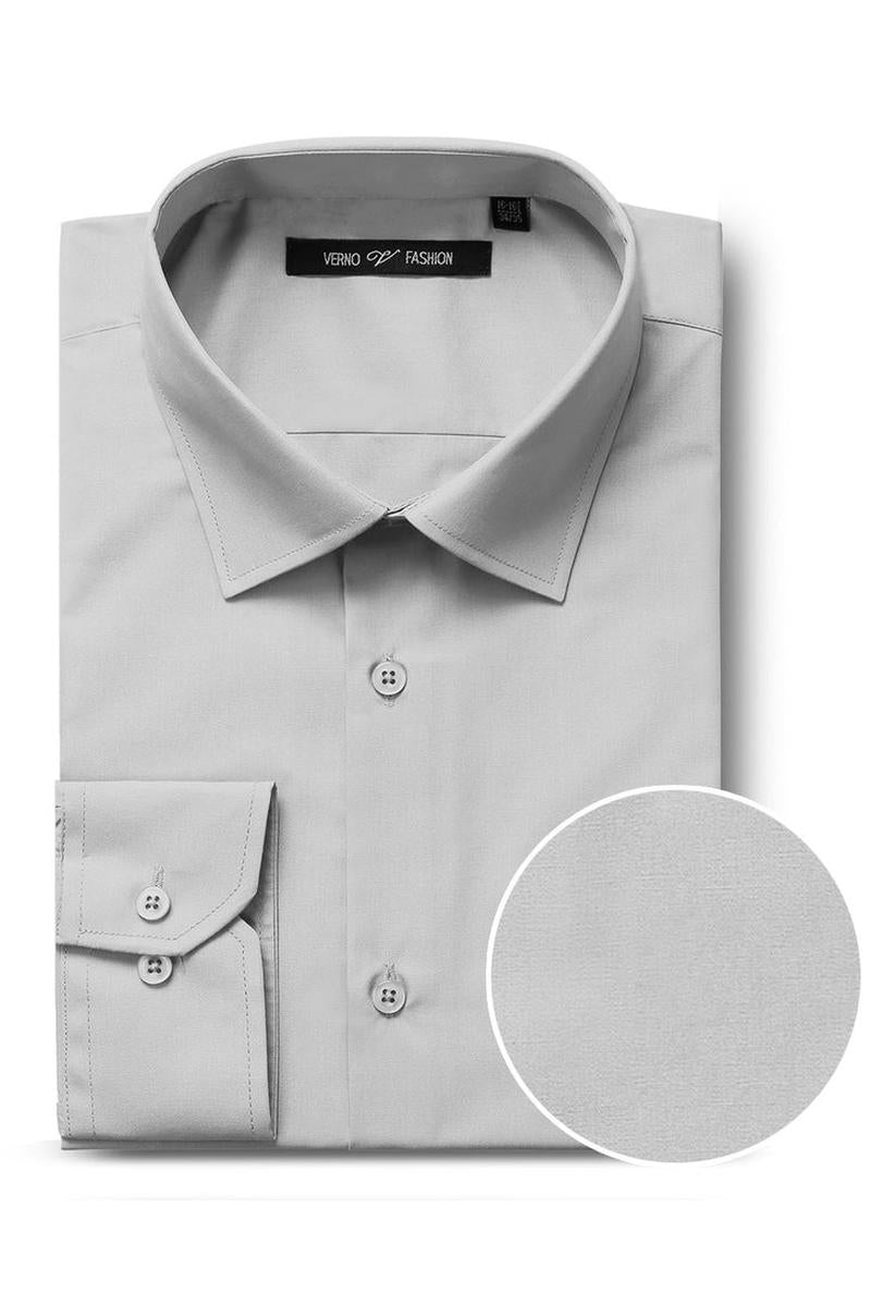 Verno Fashion "Icon" Grey Laydown Cotton Blend Dress Shirt
