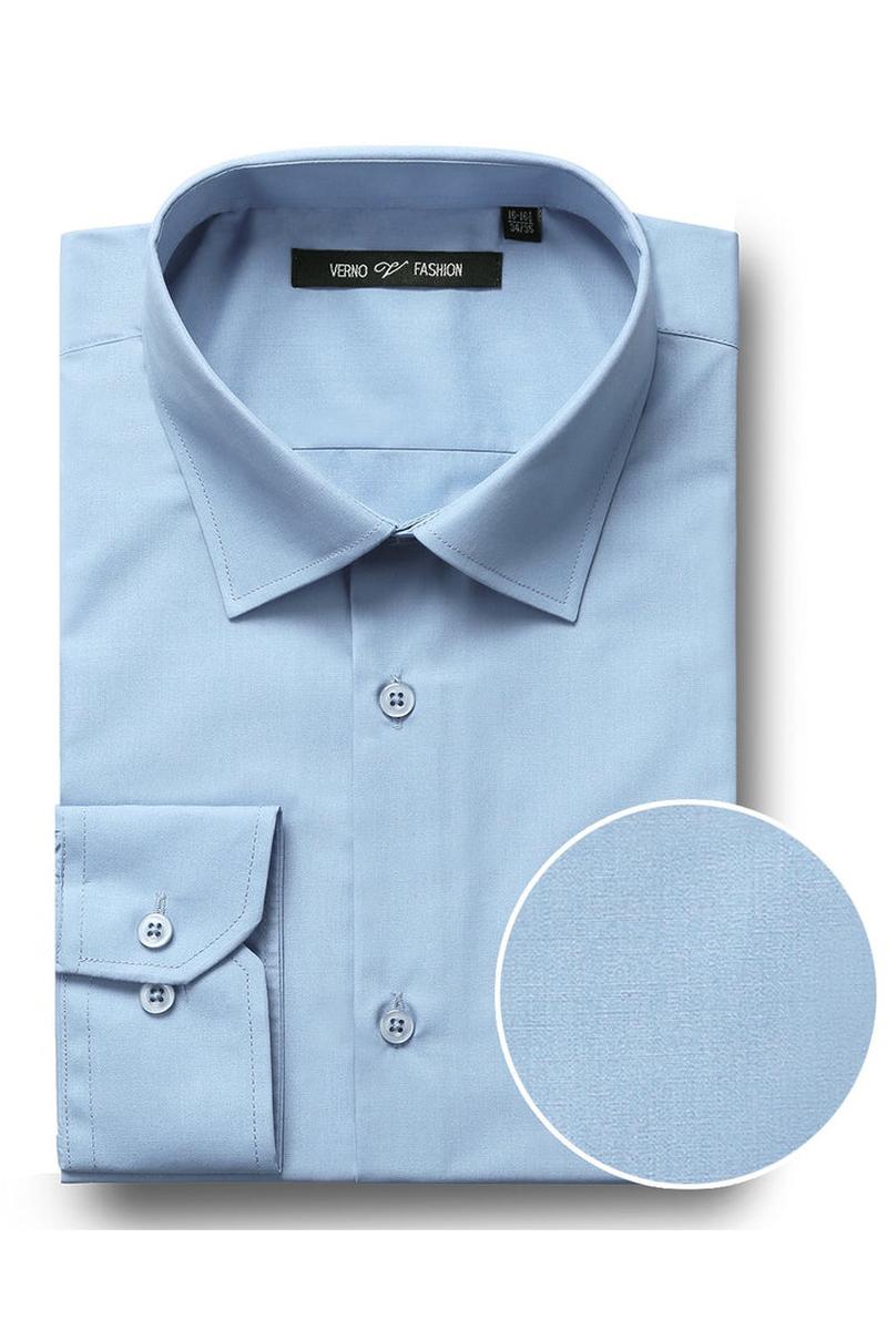 Verno Fashion "Icon" Sky Blue Laydown Cotton Blend Dress Shirt