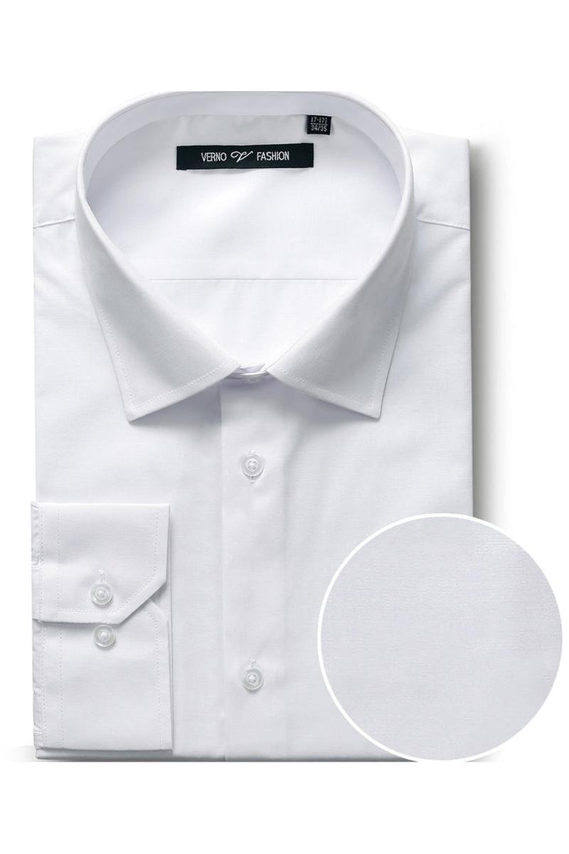 Verno Fashion "Icon" White Laydown Cotton Blend Dress Shirt