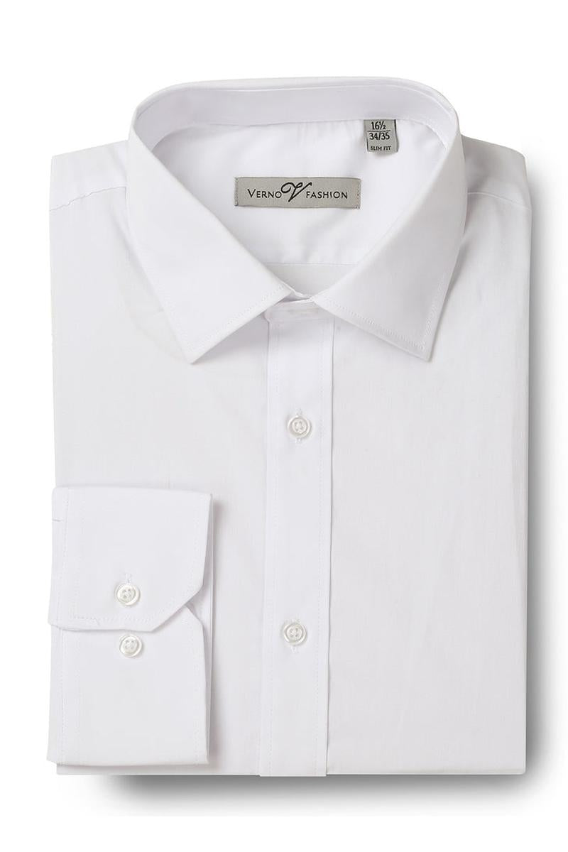 Verno Fashion "Legend" White Laydown Cotton Blend Dress Shirt