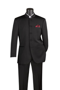 "Mandarin" Black 5-Button Suit (2-Piece Set)