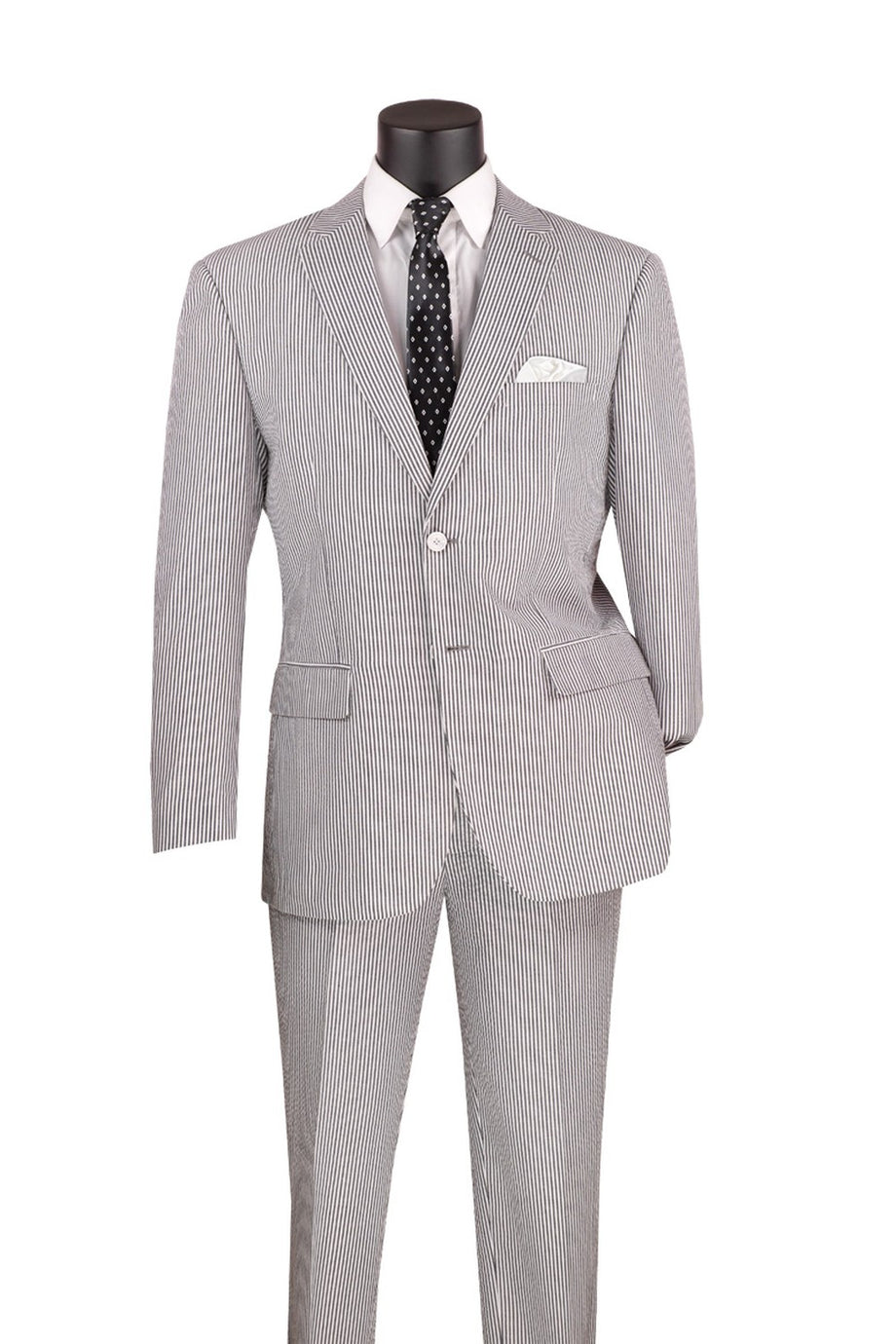 "Seersucker" Black 2-Button Notch Suit (2-Piece Set)