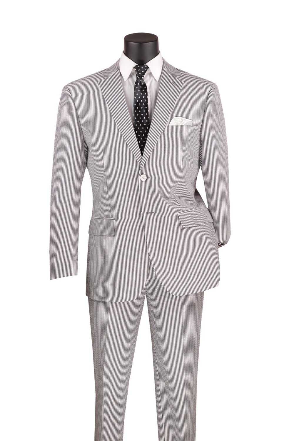 "Seersucker" Black 2-Button Notch Suit (2-Piece Set)