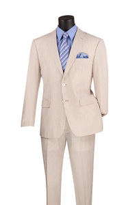 "Seersucker" Tan 2-Button Notch Suit (2-Piece Set)