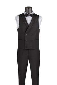 "Flare" Black 1-Button Peak Tuxedo (4-Piece Set)
