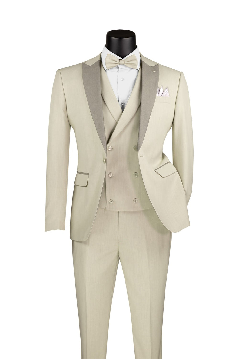 "Flare" Ecru 1-Button Peak Tuxedo (4-Piece Set)