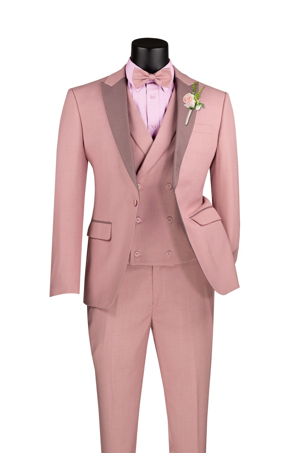 "Flare" Mauve 1-Button Peak Tuxedo (4-Piece Set)