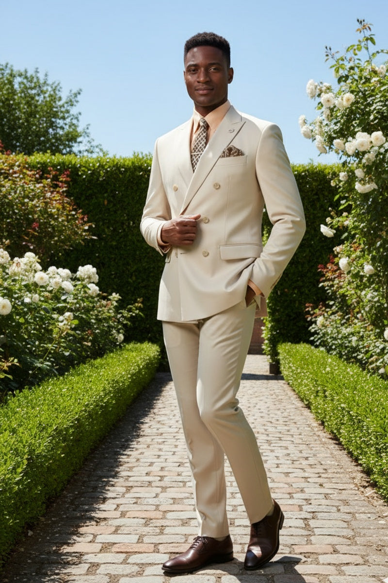 Vinci "Apex" Bone White Suit (2-Piece Set)