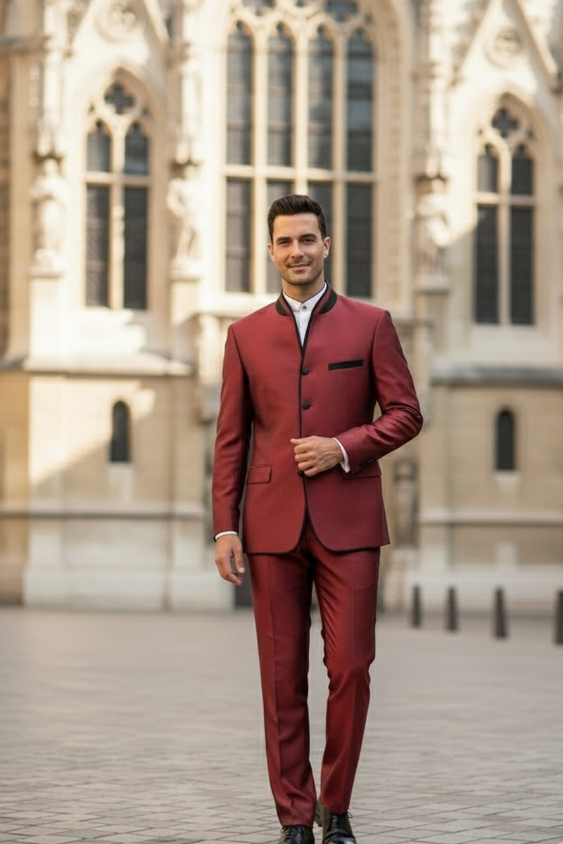 "Darius" Burgundy Tuxedo (2-Piece Set)