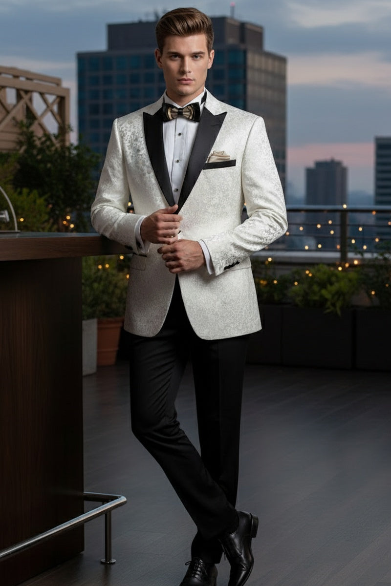 "Elegant" Ivory Tuxedo Jacket (Separates)