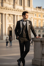 Vinci "Flare" Black 1-Button Peak Tuxedo (4-Piece Set)