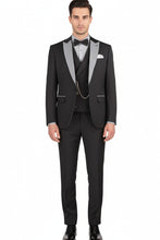 Vinci "Flare" Black 1-Button Peak Tuxedo (4-Piece Set)