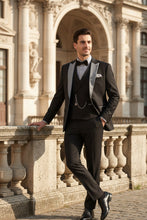 Vinci "Flare" Black 1-Button Peak Tuxedo (4-Piece Set)