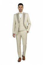 "Flare" Ecru 1-Button Peak Tuxedo (4-Piece Set)