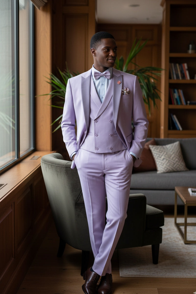 "Flare" Lavender 1-Button Peak Tuxedo (4-Piece Set)