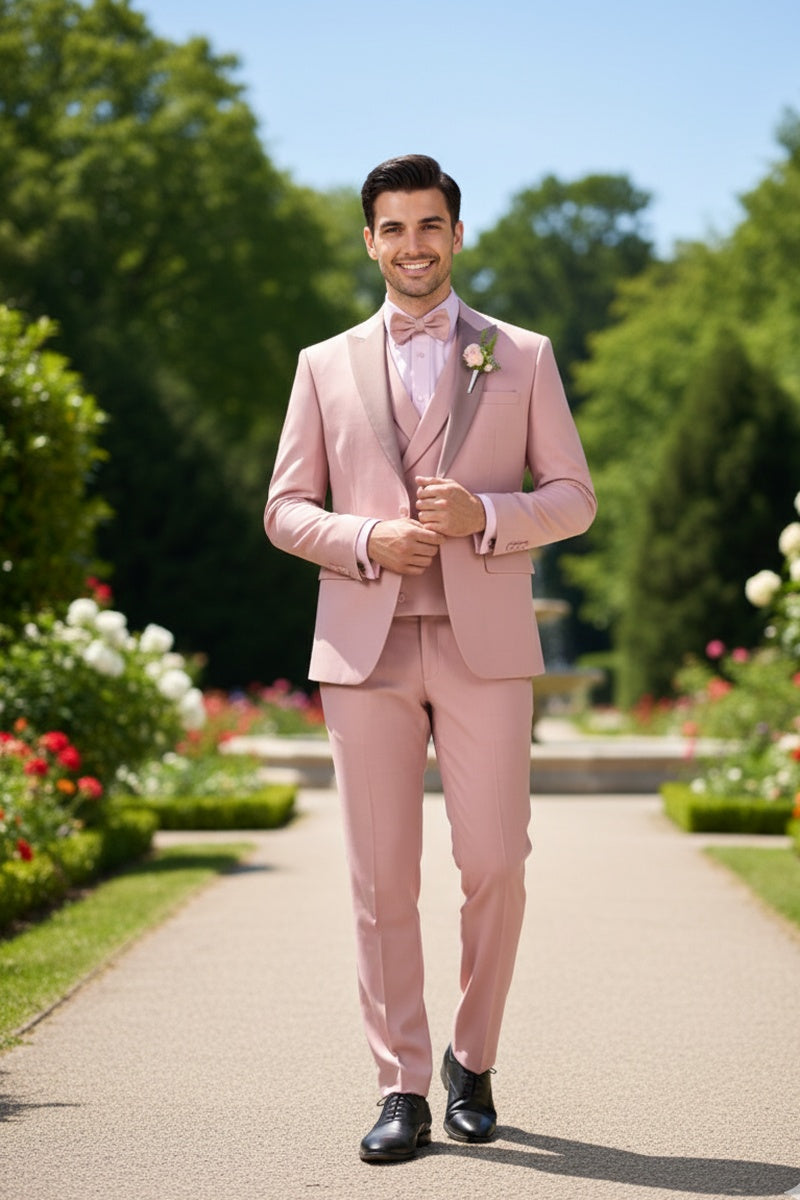 Vinci "Flare" Mauve 1-Button Peak Tuxedo (4-Piece Set)