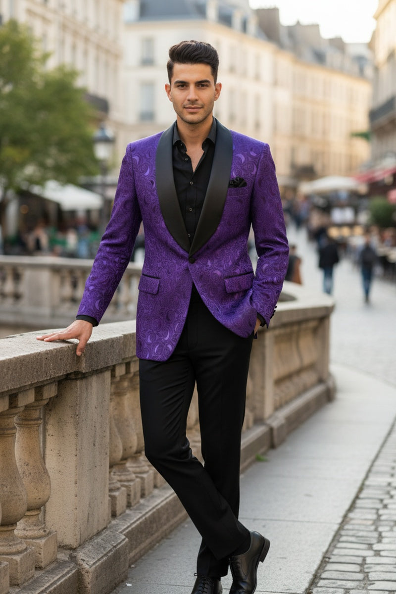 Vinci "Impressions" Purple Tuxedo Jacket (Separates)