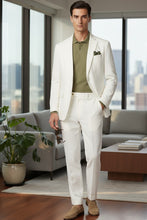 Vinci "Linen" White 2-Button Notch Suit (2-Piece Set)
