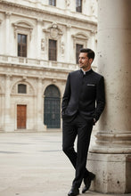 "Mandarin" Black 5-Button Suit (2-Piece Set)