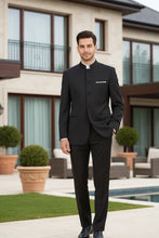 "Mandarin" Black 5-Button Suit (2-Piece Set)