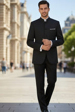 Vinci "Mandarin" Black 5-Button Suit (2-Piece Set)