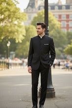 Vinci "Mandarin" Black 5-Button Suit (2-Piece Set)