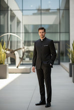 Vinci "Mandarin" Black 5-Button Suit (2-Piece Set)