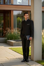 Vinci "Mandarin" Black 5-Button Suit (2-Piece Set)