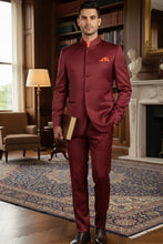 Vinci "Mandarin" Burgundy 5-Button Suit (2-Piece Set)