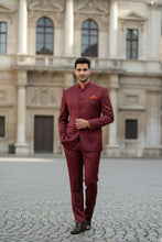 Vinci "Mandarin" Burgundy 5-Button Suit (2-Piece Set)