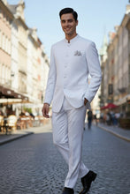 "Mandarin" White 5-Button Suit (2-Piece Set)