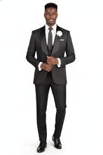 Vinci "Nico" Black Vinci 1-Button Shawl Tuxedo (3-Piece Set)