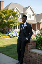 Vinci "Nico" Black Vinci 1-Button Shawl Tuxedo (3-Piece Set)