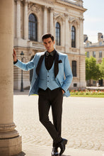 Vinci "Nico" Light Blue Vinci 1-Button Shawl Tuxedo (3-Piece Set)