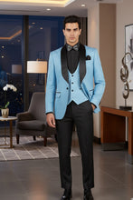 Vinci "Nico" Light Blue Vinci 1-Button Shawl Tuxedo (3-Piece Set)