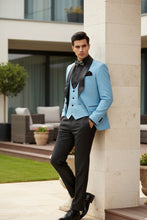 Vinci "Nico" Light Blue Vinci 1-Button Shawl Tuxedo (3-Piece Set)