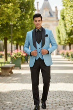 Vinci "Nico" Light Blue Vinci 1-Button Shawl Tuxedo (3-Piece Set)