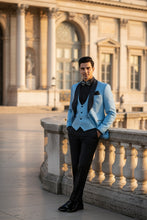 Vinci "Nico" Light Blue Vinci 1-Button Shawl Tuxedo (3-Piece Set)