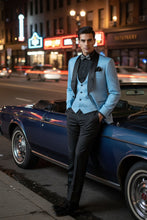 Vinci "Nico" Light Blue Vinci 1-Button Shawl Tuxedo (3-Piece Set)