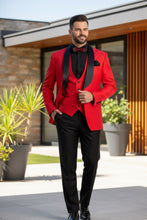 Vinci "Nico" Red Vinci 1-Button Shawl Tuxedo (3-Piece Set)