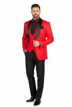 Vinci "Nico" Red Vinci 1-Button Shawl Tuxedo (3-Piece Set)