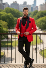 Vinci "Nico" Red Vinci 1-Button Shawl Tuxedo (3-Piece Set)