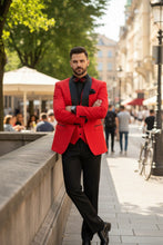 Vinci "Nico" Red Vinci 1-Button Shawl Tuxedo (3-Piece Set)
