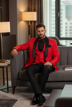 Vinci "Nico" Red Vinci 1-Button Shawl Tuxedo (3-Piece Set)