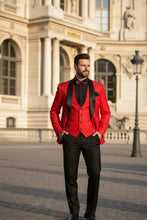 Vinci "Nico" Red Vinci 1-Button Shawl Tuxedo (3-Piece Set)