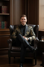 Vinci "Posh Paisley Velvet" Black & Gold Tuxedo Jacket (Separates)