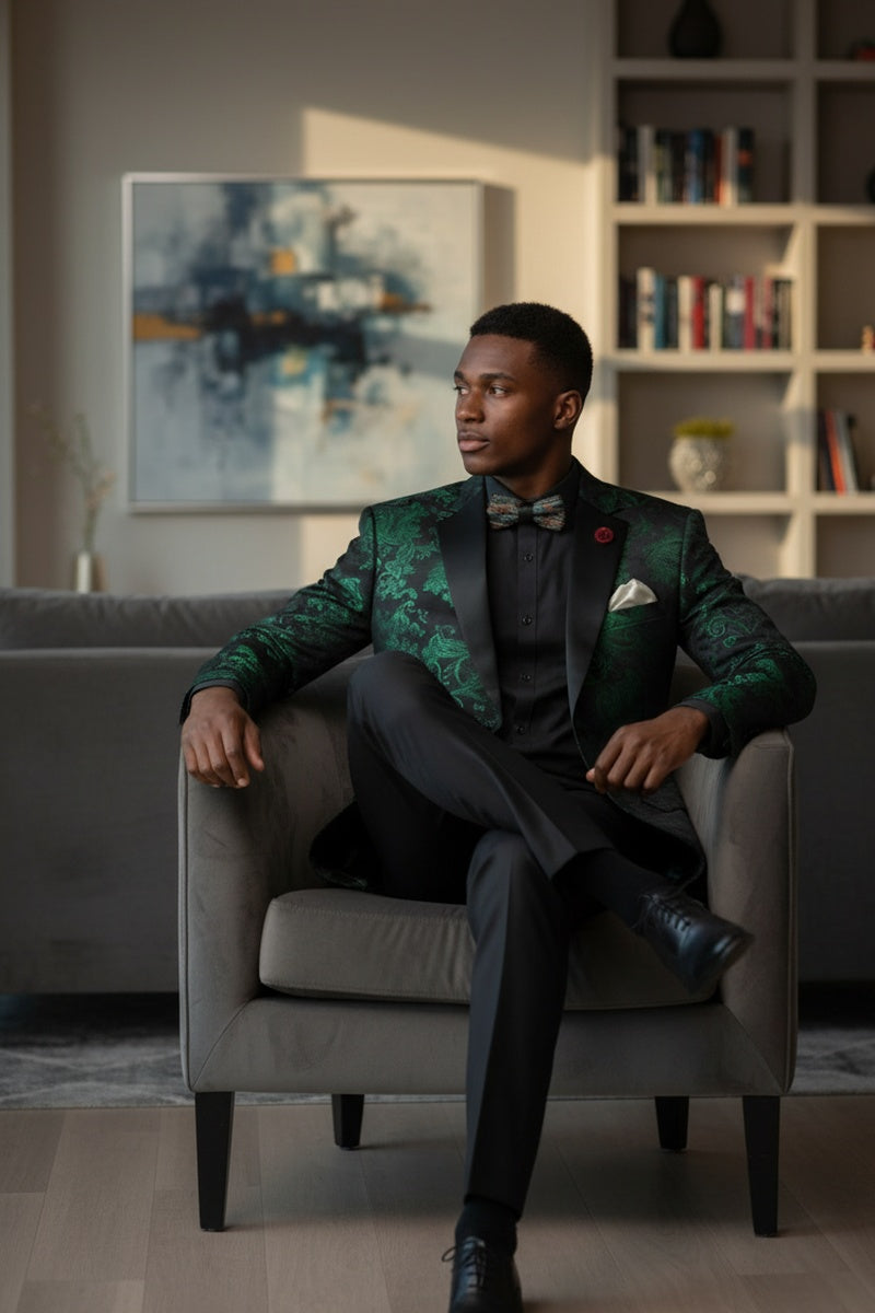 Vinci "Posh Paisley Velvet" Emerald Tuxedo Jacket (Separates)